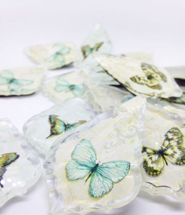 Magnets pampilles  verre papillon