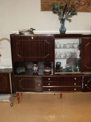 Ensemble Vaisselier bar et table années 70