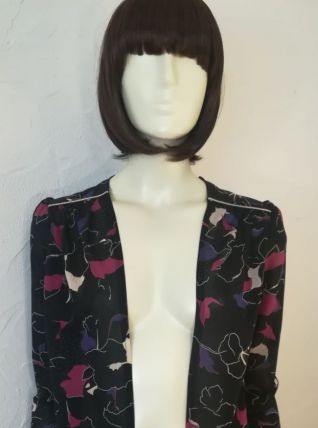 Veste vintage 70ies façon chemisier fin imprimé choc pour fille chic taille 36-38-40