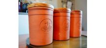 3 pots Terre cuite et Bois