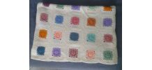 dessus  lit  , plaid  ,  crochet  Ancien vintage