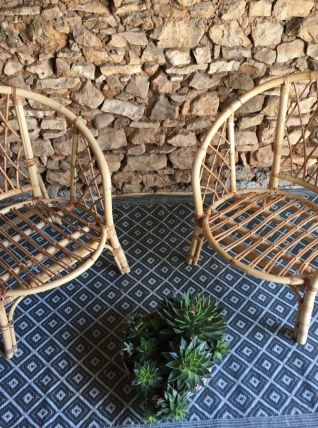 Lot de 2 fauteuils en rotin