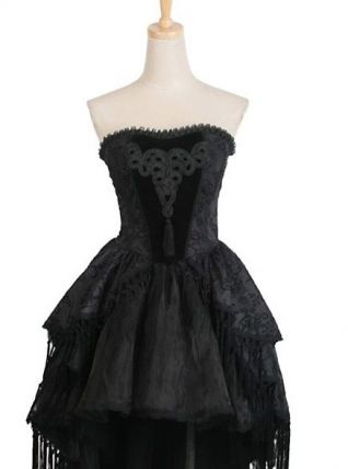 Robe gothique bustier noir brodé Punk Rave