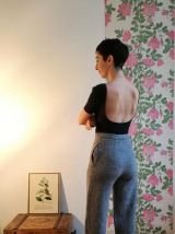 Angèle - Pantalon Max Mara vintage en laine gris chiné 