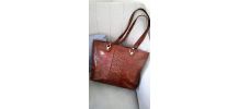 Honorine - Sac cabas vintage en cuir à grandes anses tressés