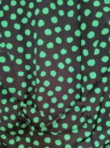 Mireille - Chemisier vintage cintré à pois noir et vert