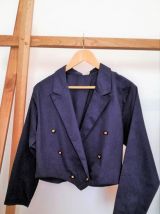 Pétula- Veste officier courte bleu marine à boutons dorés