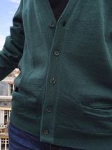 Soledad - Gilet col V vintage fin en laine et à poche 