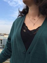 Soledad - Gilet col V vintage fin en laine et à poche 