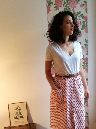 Adèle - Jupe à rayures berlingot entièrement boutonnée