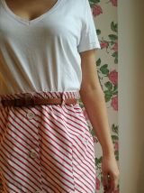 Adèle - Jupe à rayures berlingot entièrement boutonnée
