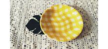 plat vintage SALINS carreaux jaune et blanc