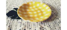 plat vintage SALINS carreaux jaune et blanc