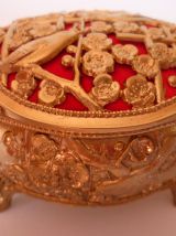 Boite à bijoux a motifs de cerisiers et oiseaux
