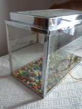 Aquarium ancien en inox et zinc