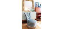Fauteuil crapaud velours vintage 1950's