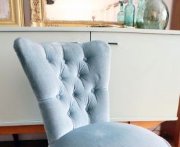Fauteuil crapaud velours vintage 1950's