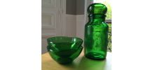 Bocal verre taillé et 2 coupelles vintage