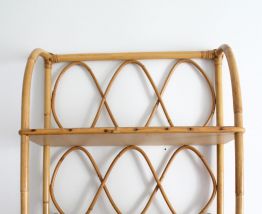 Etagère en rotin vintage des années 70