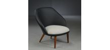 Fauteuil en cuir noir et laine
