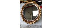 miroir ovale soleil  bois 1970 