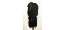 Robe noire dentelle satin ample cintrée élastique vintage