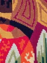 Tapisserie Canevas motifs chevaux stylisés année 1970