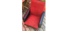 Canapé fauteuil vintage années 50/60 velours rouge Skaï noir