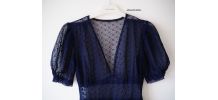 Robe en dentelle bleue marine vintage 40's