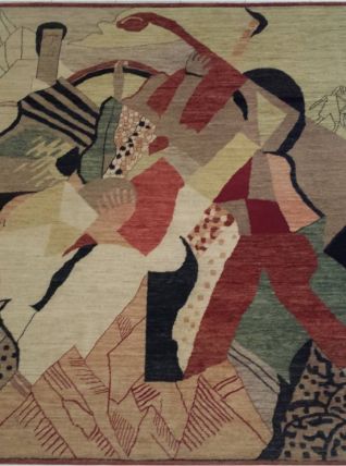 Tapis 200x220 UNIQUE fait main Etat neuf Tableau Cubiste 