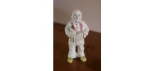 Statuette clown blanc accordéoniste en faïence