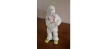 Statuette clown blanc accordéoniste en faïence