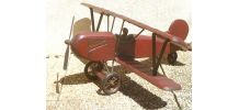 avion biplan en bois ,artisanal , vintage