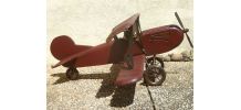 avion biplan en bois ,artisanal , vintage