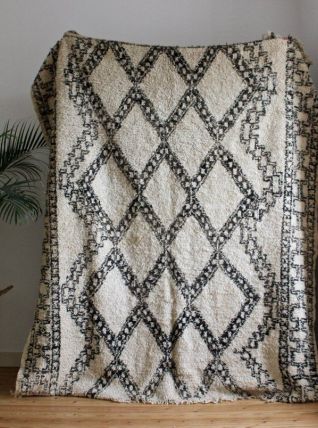 Grand tapis Beni ouarain vintage tissé main au Maroc 