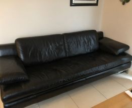 Canapé en cuir noir 220 cm