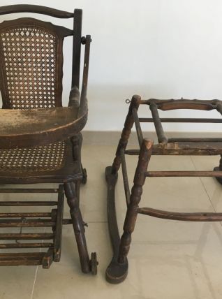 chaise haute enfant ancienne cannée transformable