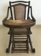 chaise haute enfant ancienne cannée transformable