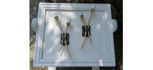 Paire de 2 appliques murales modernistes 2 joncs creux, doré