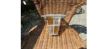 Petite lanterne en verre martelé et vitraux à électrifier, a