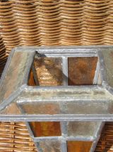 Petite lanterne en verre martelé et vitraux à électrifier, a