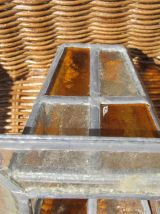 Petite lanterne en verre martelé et vitraux à électrifier, a