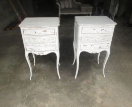 2 chevets chêne effet usé avec 3 tiroirs