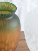 Paire de 2 petits vases en pate de verre