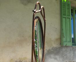 Miroir psyché en rotin brun