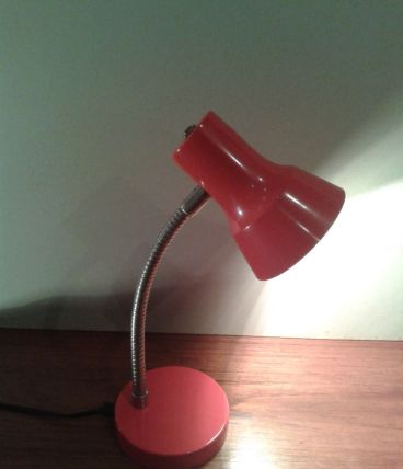 Lampe de bureau en tole émaillée orange