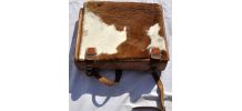 Cartable à dos d'écolier en cuir et peau de vache