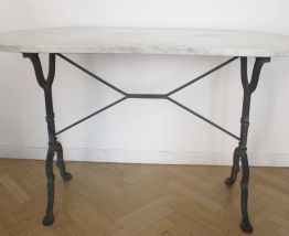 Table bistrot vintage ovale en marbre