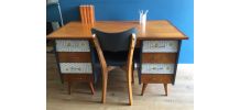 Bureau vintage année 50 avec chaise 