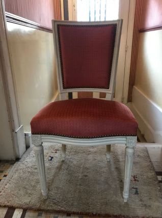 Chaise en marqueterie, style Louis XVI